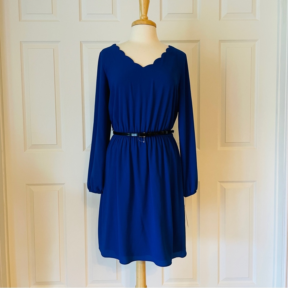 NWT Apt. 9 (size 8) Long Sleeve Royal Blue Dress with Belt